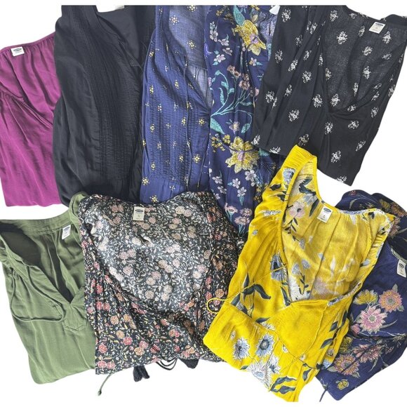 Lot of 10 Old Navy Women's Rayon Boho Long Sleeve Popover Blouses, Size XL/XXL - Picture 1 of 6
